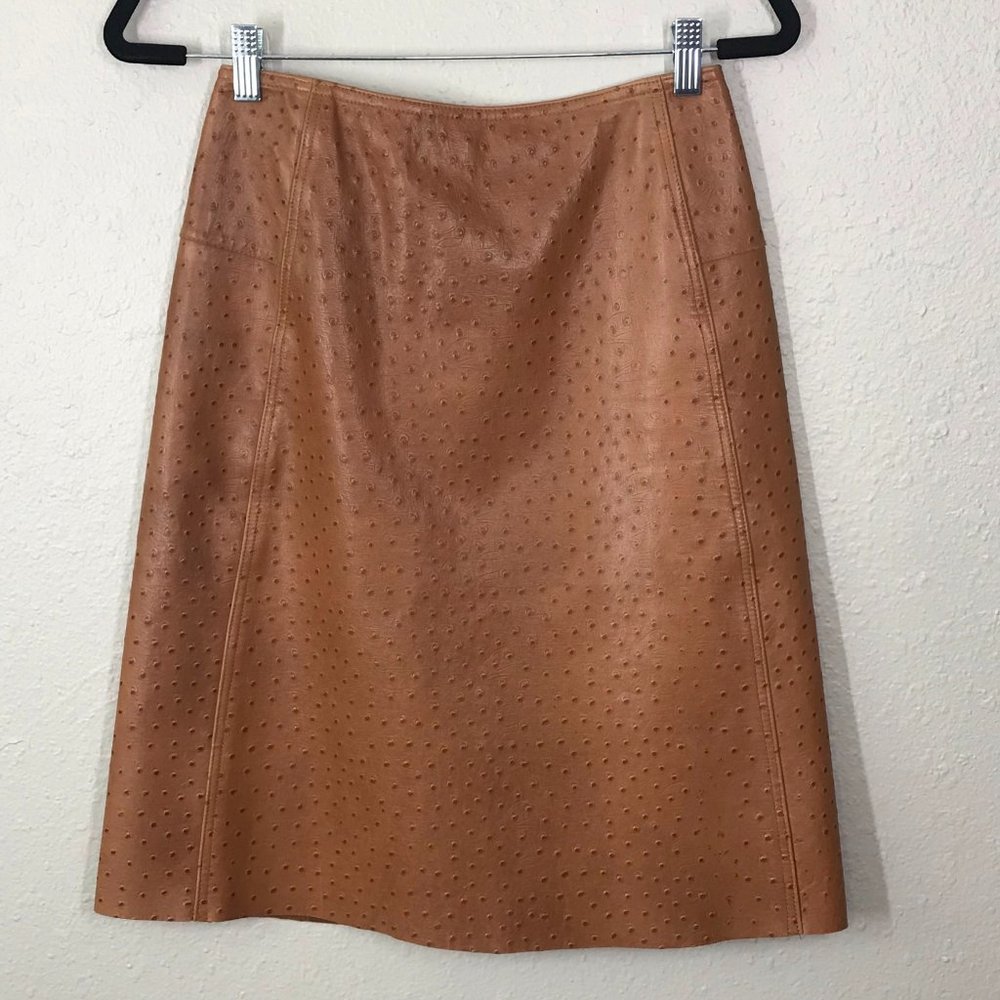 5|48 Brown Textured Leather High waist Skirt